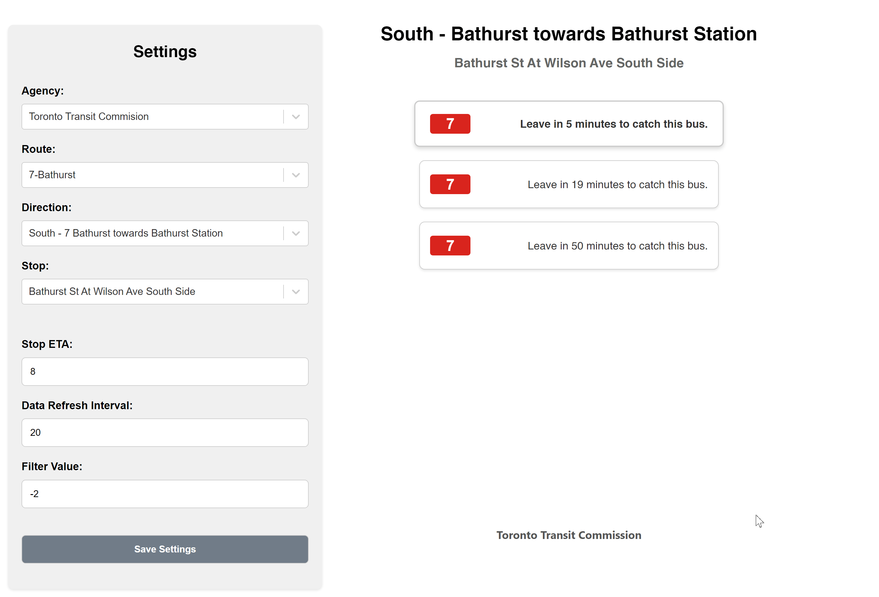 Bus Prediction App Screenshot