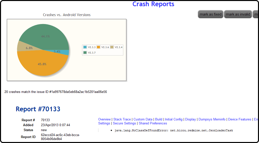 Issue report