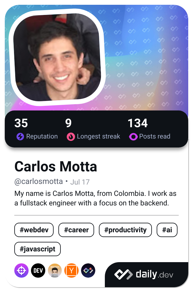 Carlos Motta's Dev Card