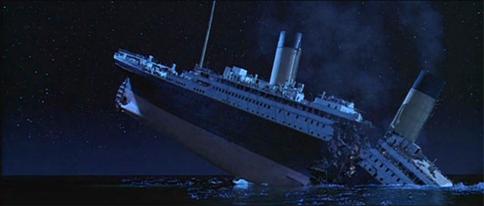 titanic breaks in half