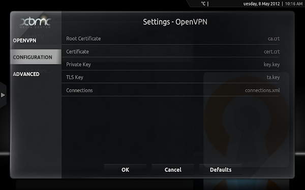 OpenVPN add-on Configuration settings section.