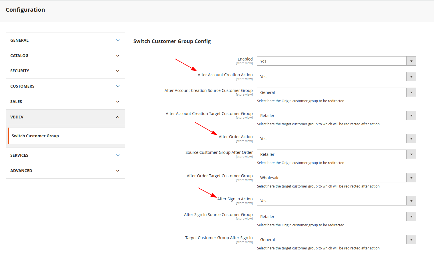 change consumer groups based on actions