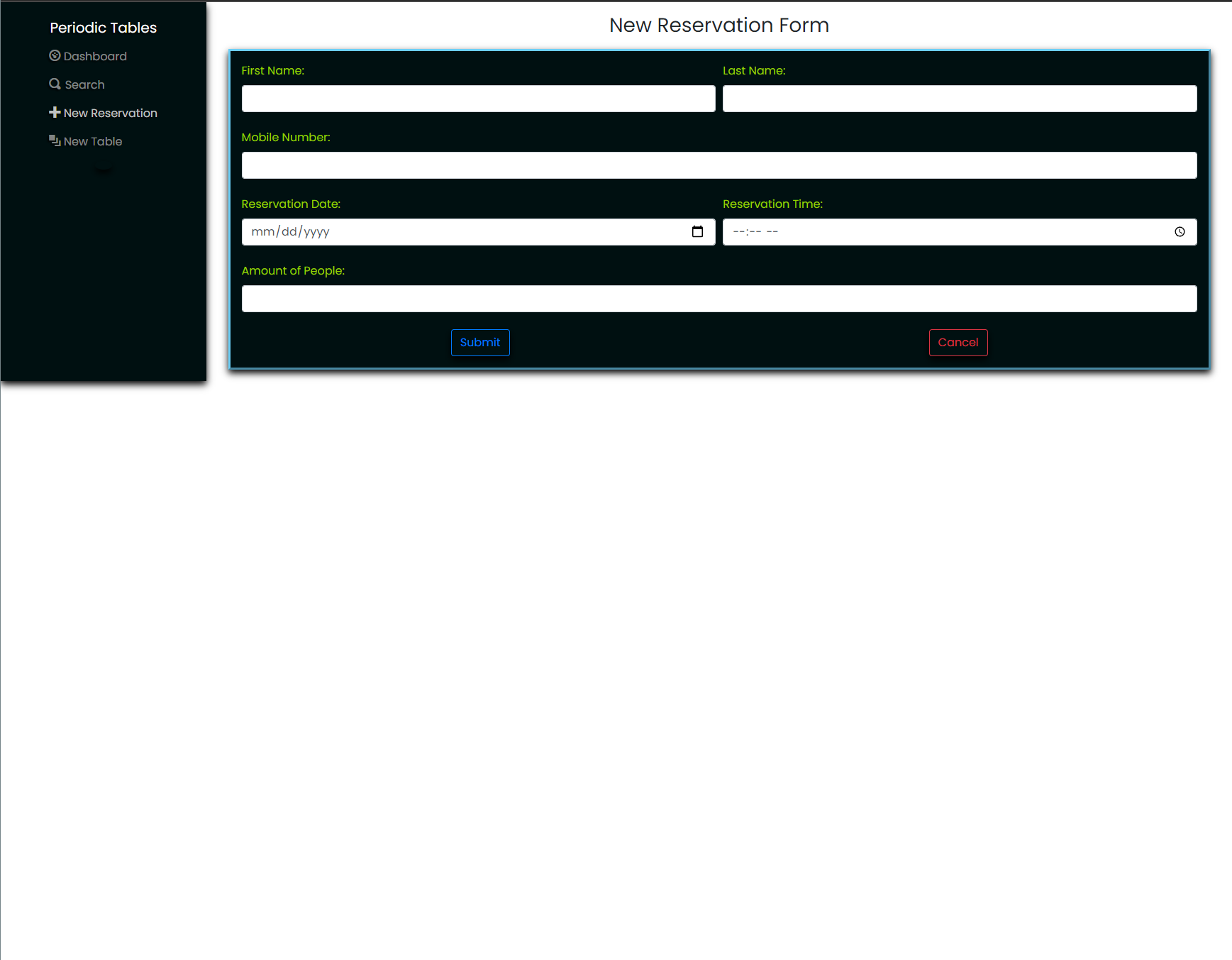 GitHub - JesseSandvik/Periodic-Tables: A restaurant reservations and ...