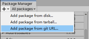 Unity package manager add package from Git URL