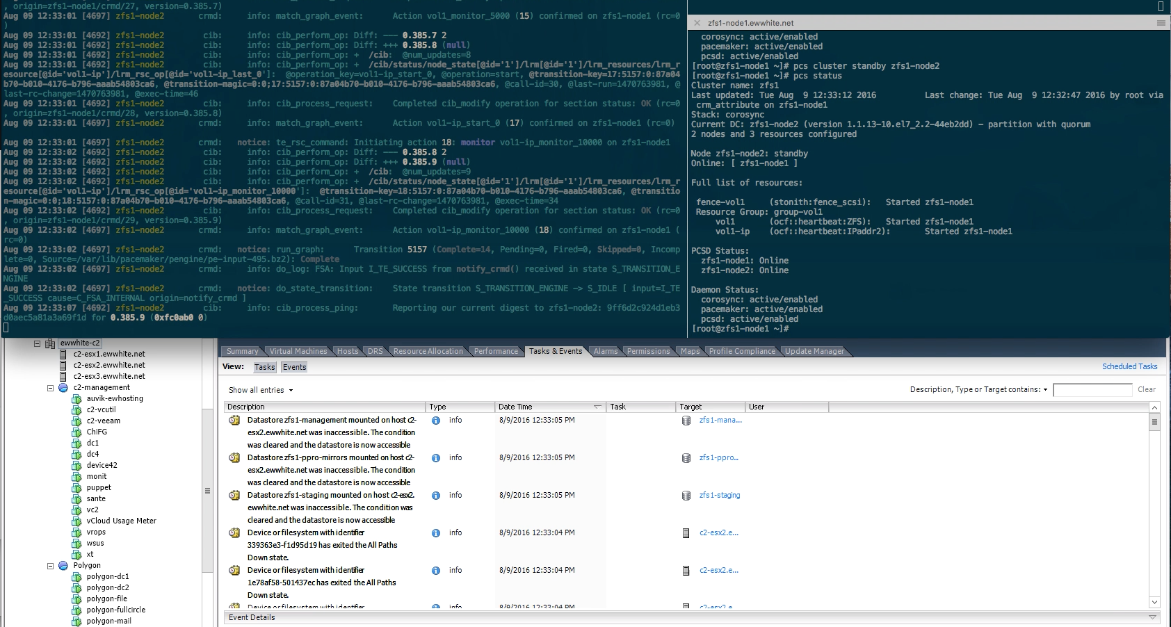 ZFS HA Cluster failover under VMware