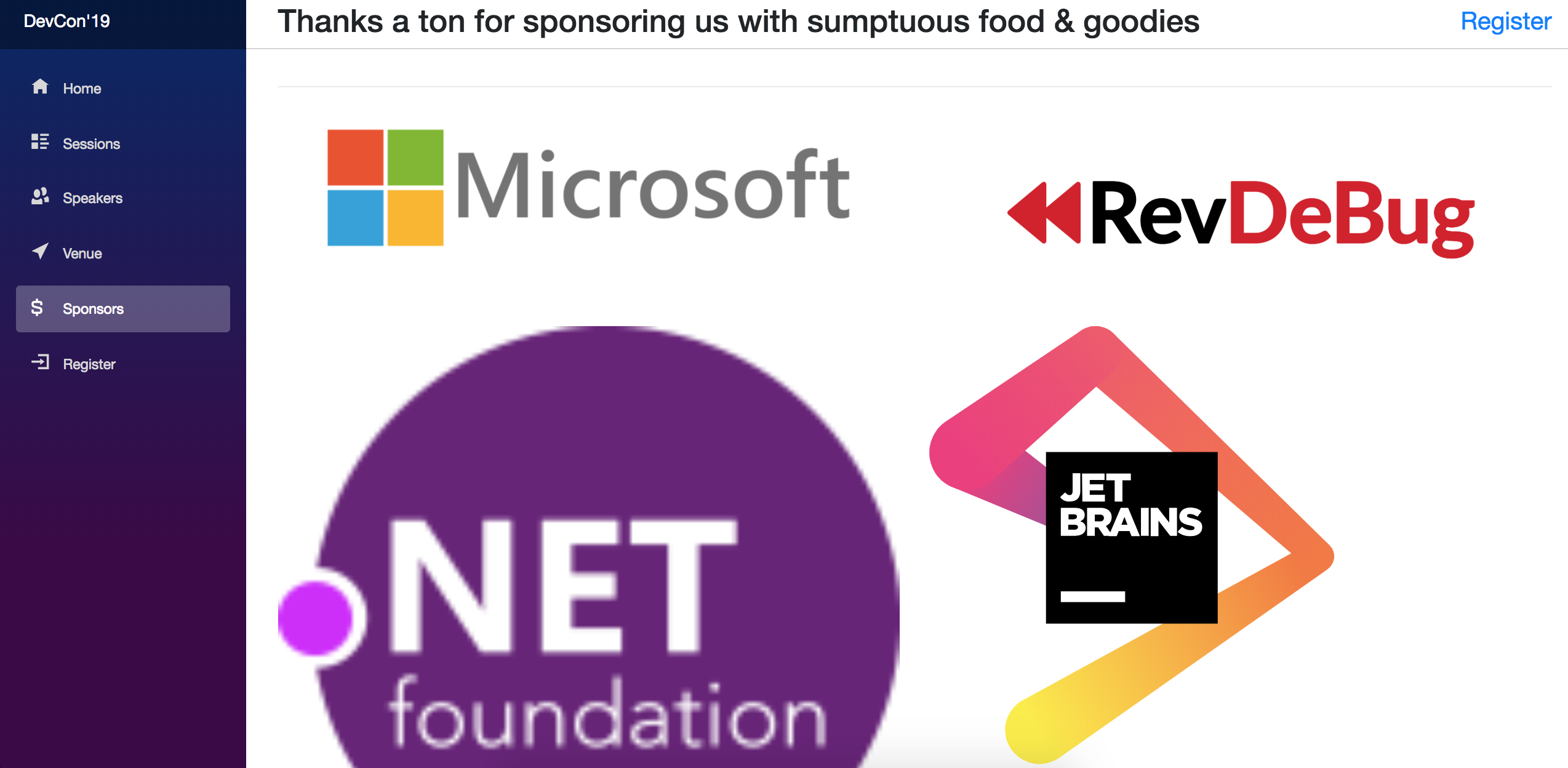 DevCon19 Sponsors Page