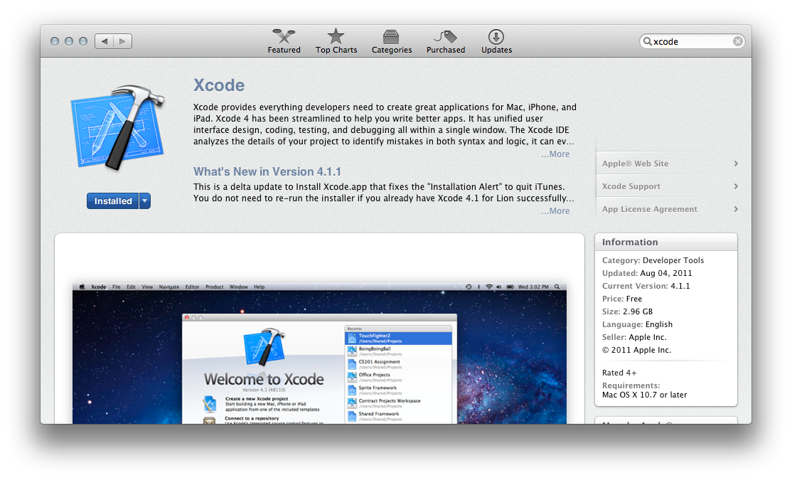 Get Xcode from the App Store