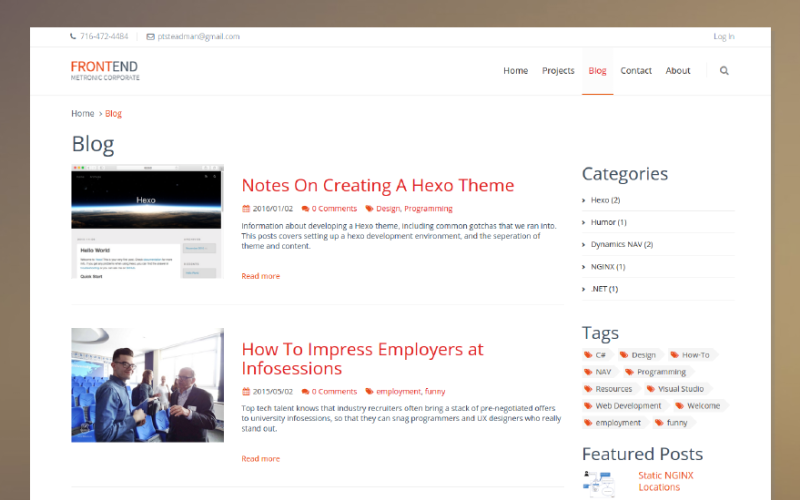 Hexo Corporate blog page.