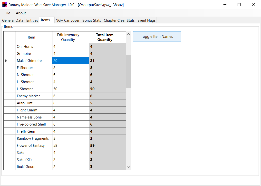 1.0.0 Items Editor