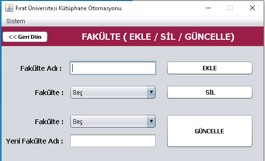 Fakülte İşlemleri