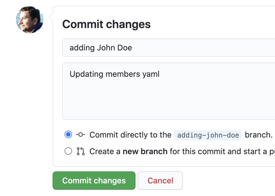 Commit Changes