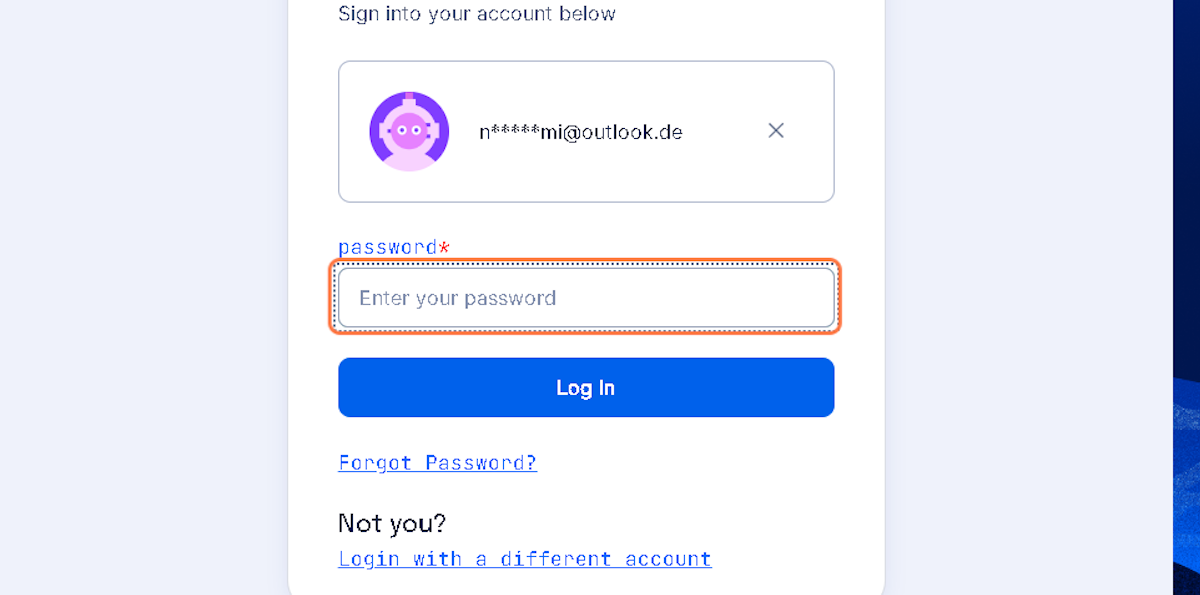 Click password field