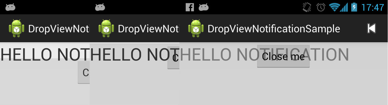 Custom animation out for DropView