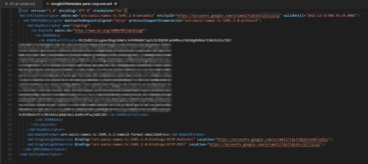 GoogleIDPMetadata-{your-domain}.xml sample file