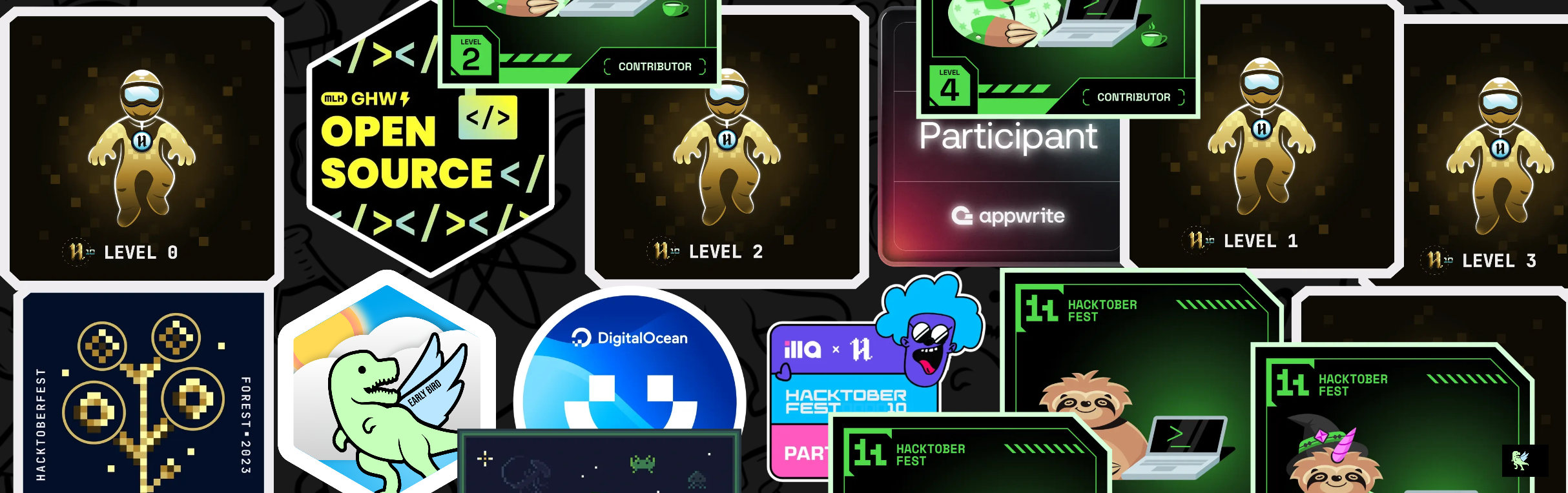 An image of @kushal997das's Holopin badges, which is a link to view their full Holopin profile