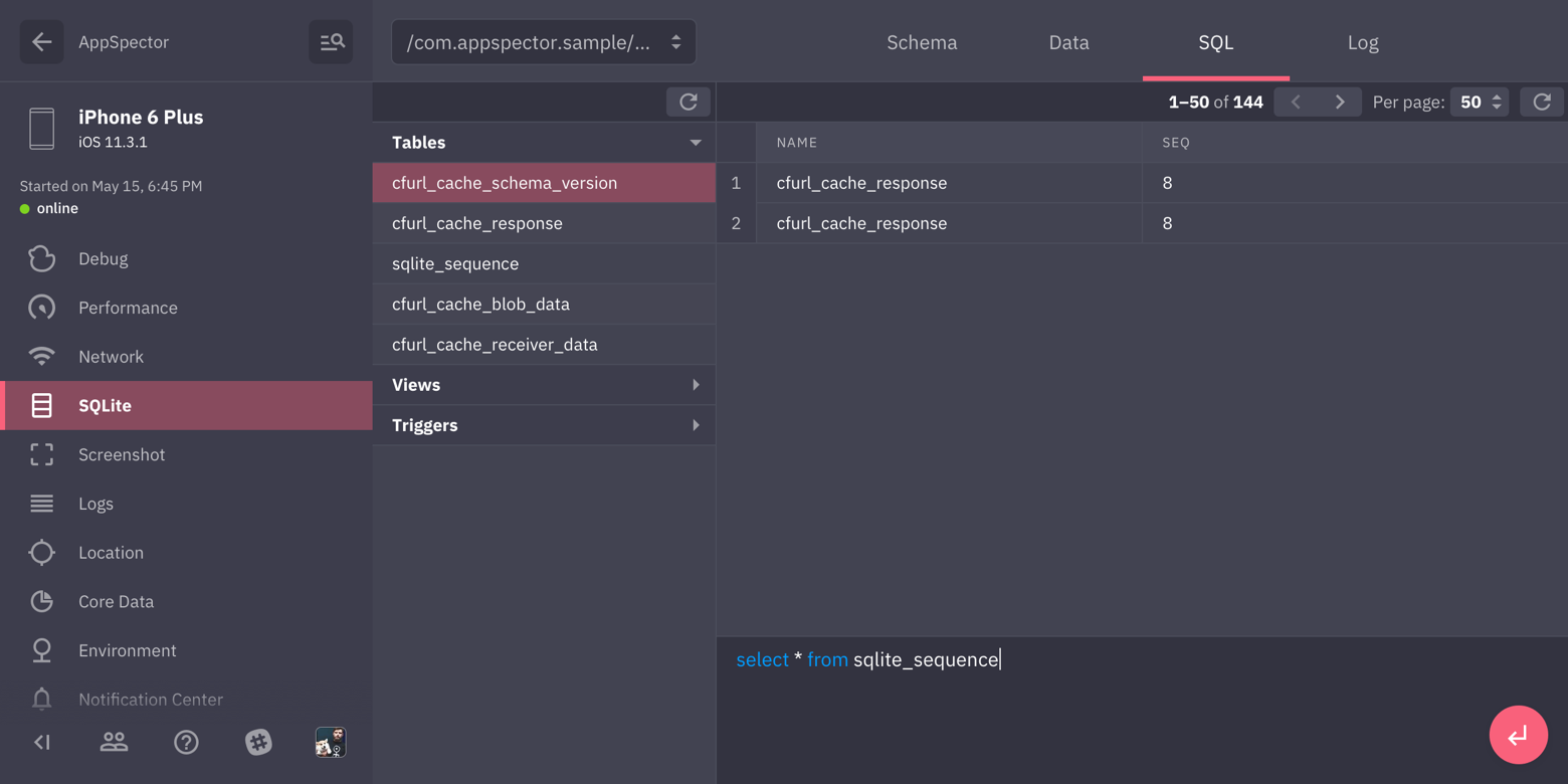 SQLite monitor