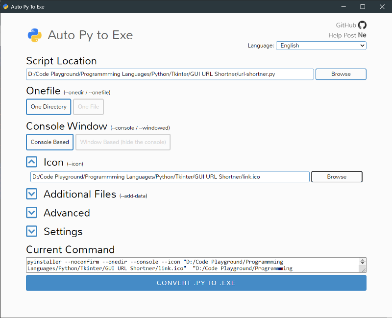 Select a python script you want to convert