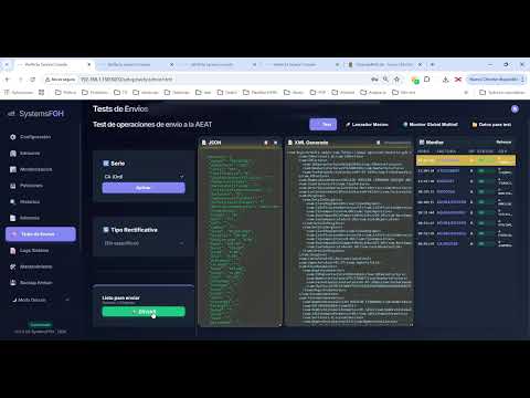 Muestra del panel de control de administración de VeriFactu systemsFGH