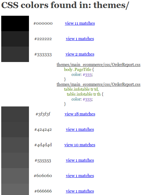 CSS Colour Chart screenshot