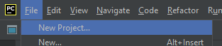 PyCharm menu bar