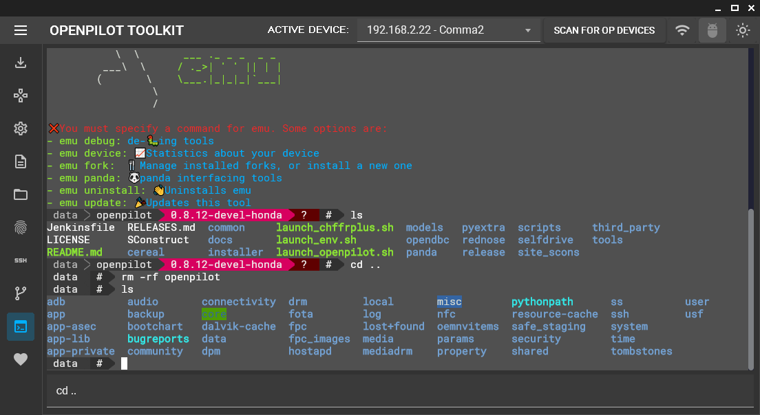 openpilot Toolkit Terminal