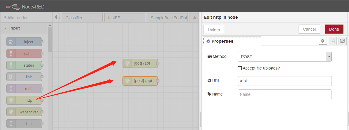 node-red workflow