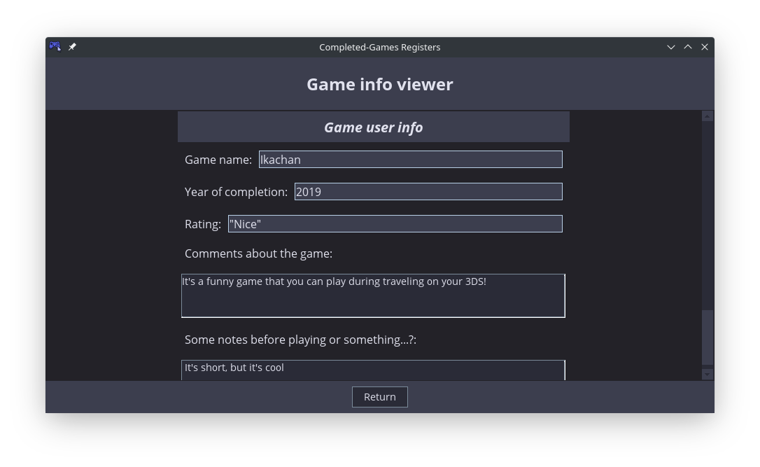 Completed-Games Registers screenshot 2