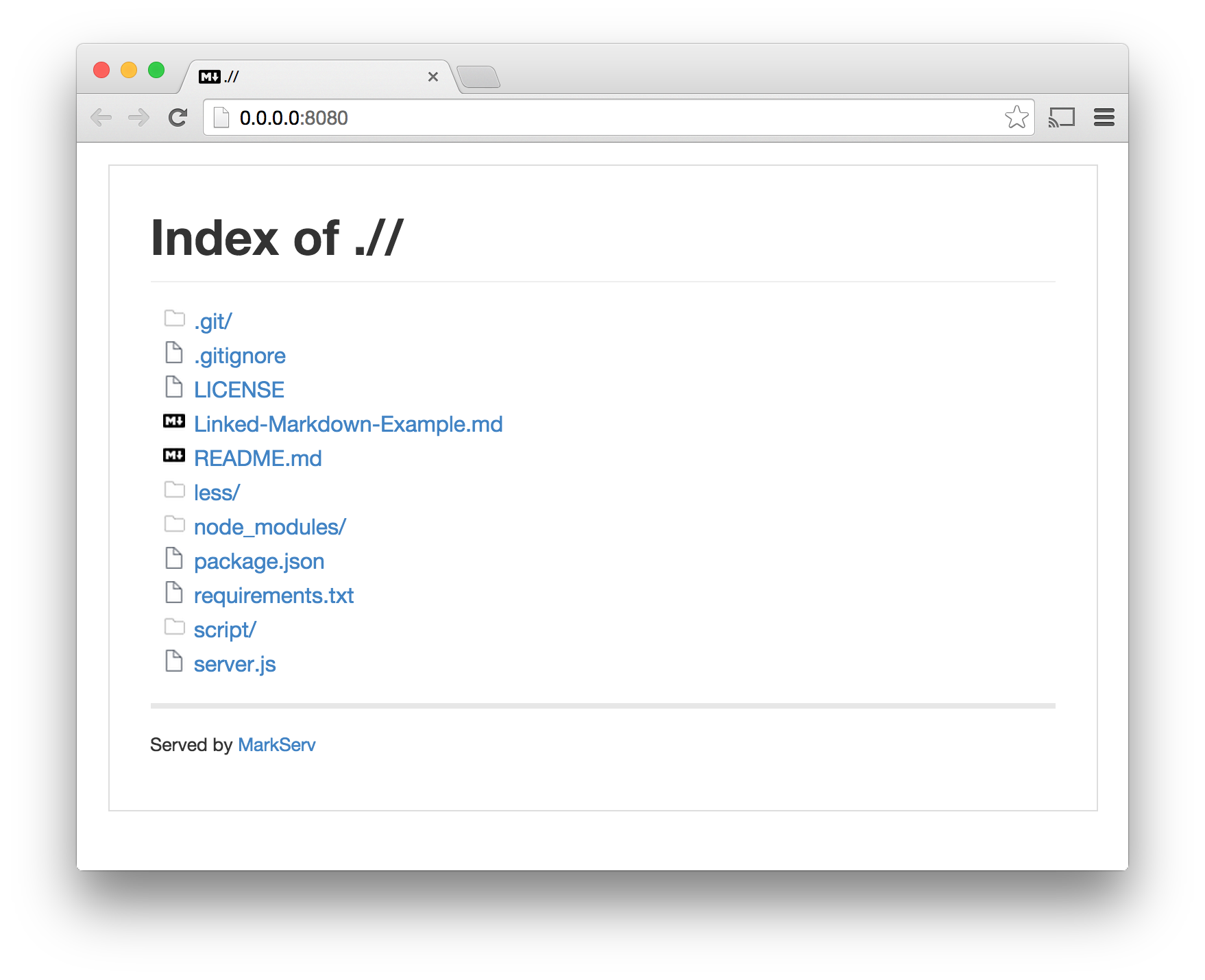 Showing Indexes in markserv