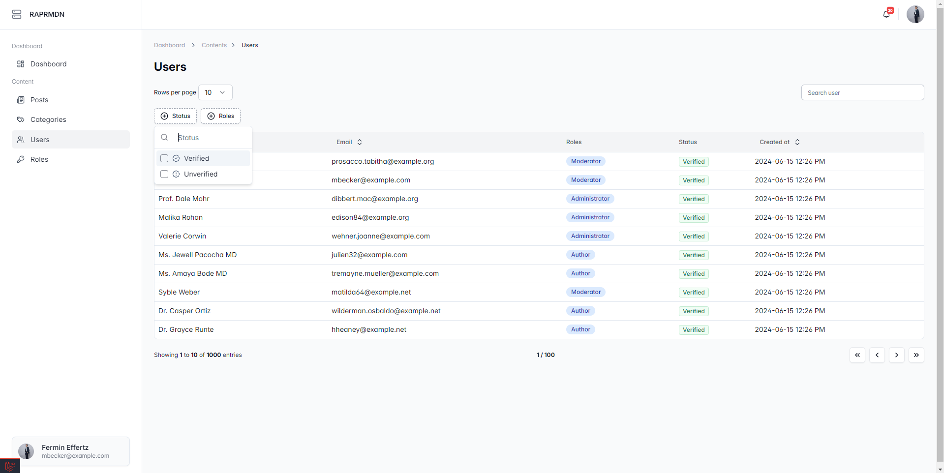 Laravel Inertia Datatable {caption: Users DataTable} 