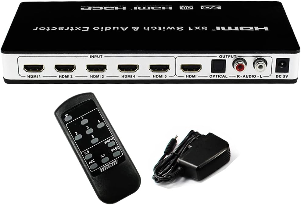 HDMI 5x1 4k Switch with Audio Out Splitter