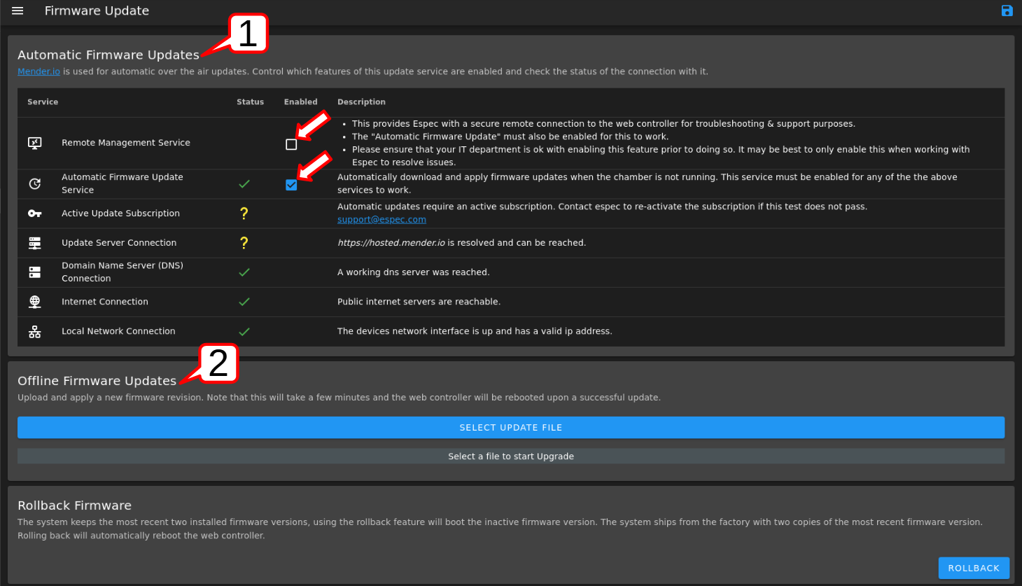 Firmware update options