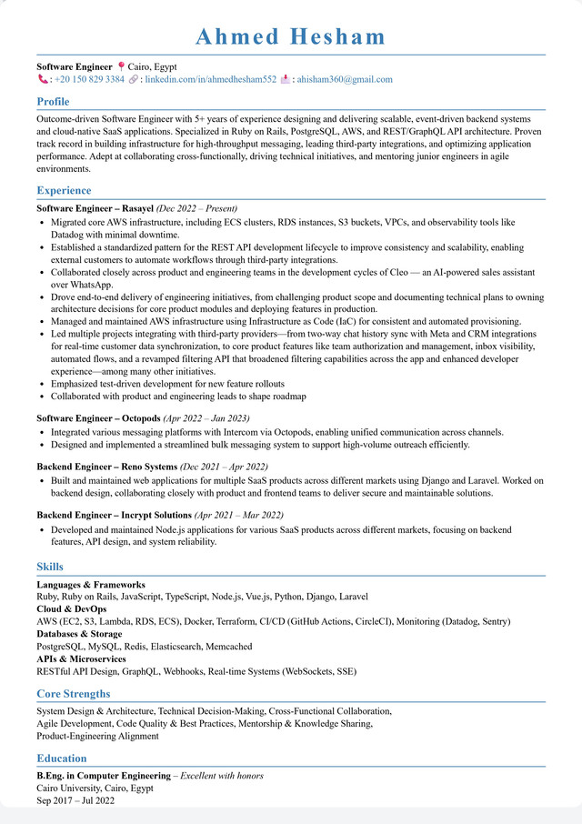 Ahmed Hesham | Resume