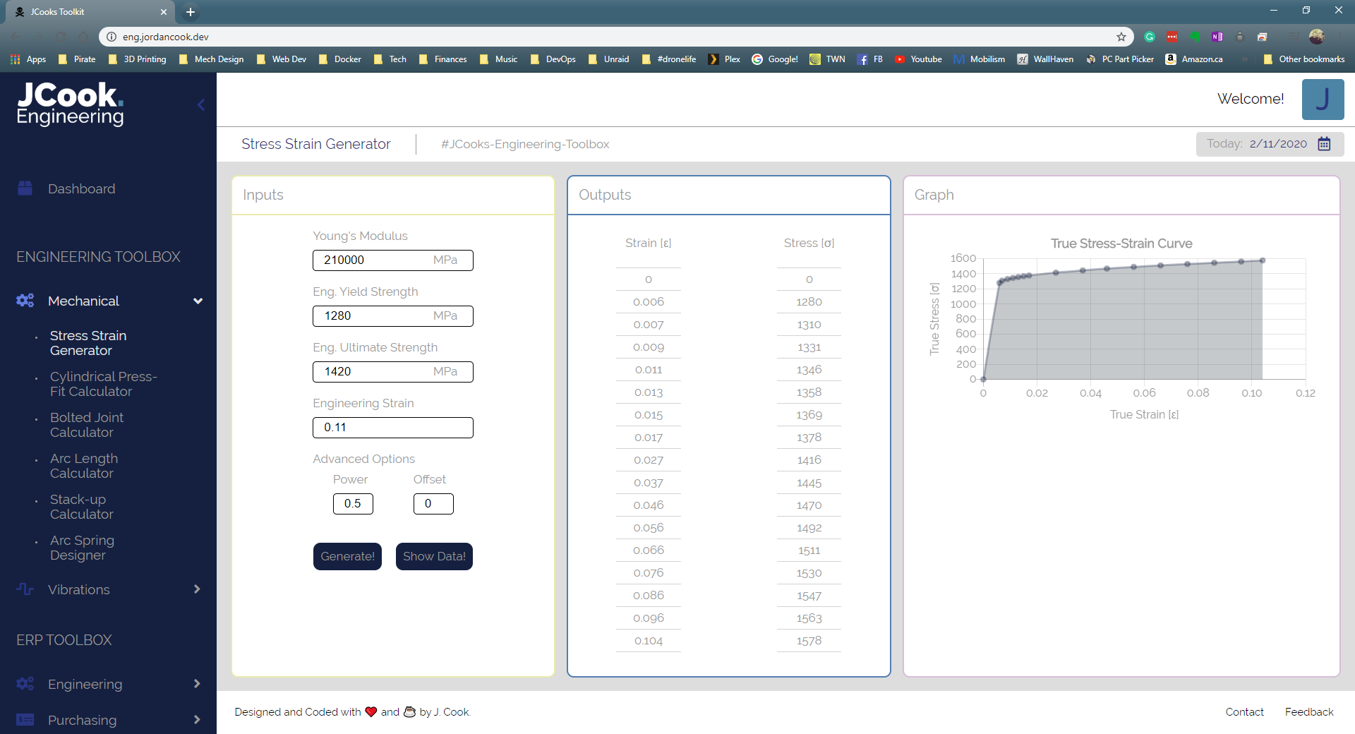 a picture of the stress strain generator tool