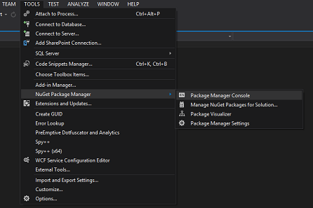 Acceder al Package Manager Console