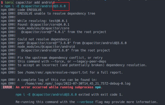 bug: angular, ionic cap add android error · Issue #5812 · ionic-team ...