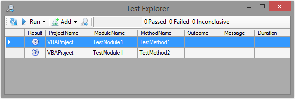 Test Explorer window