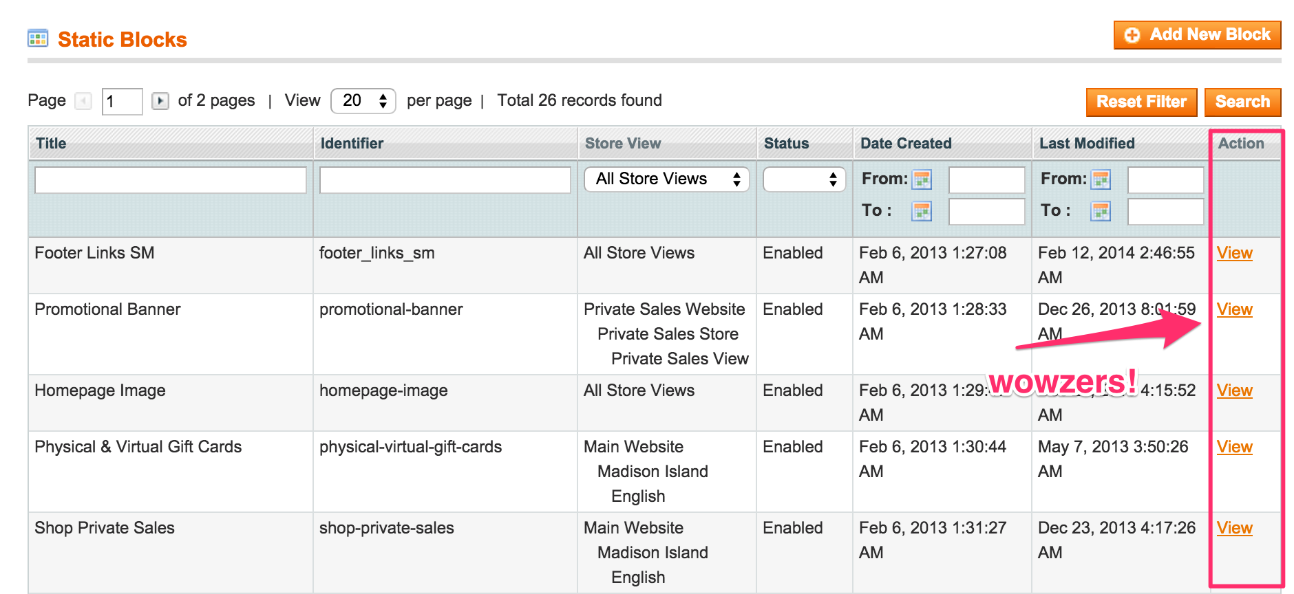 static block grid view