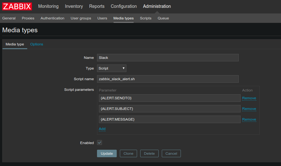 Zabbix 3.x Media Type