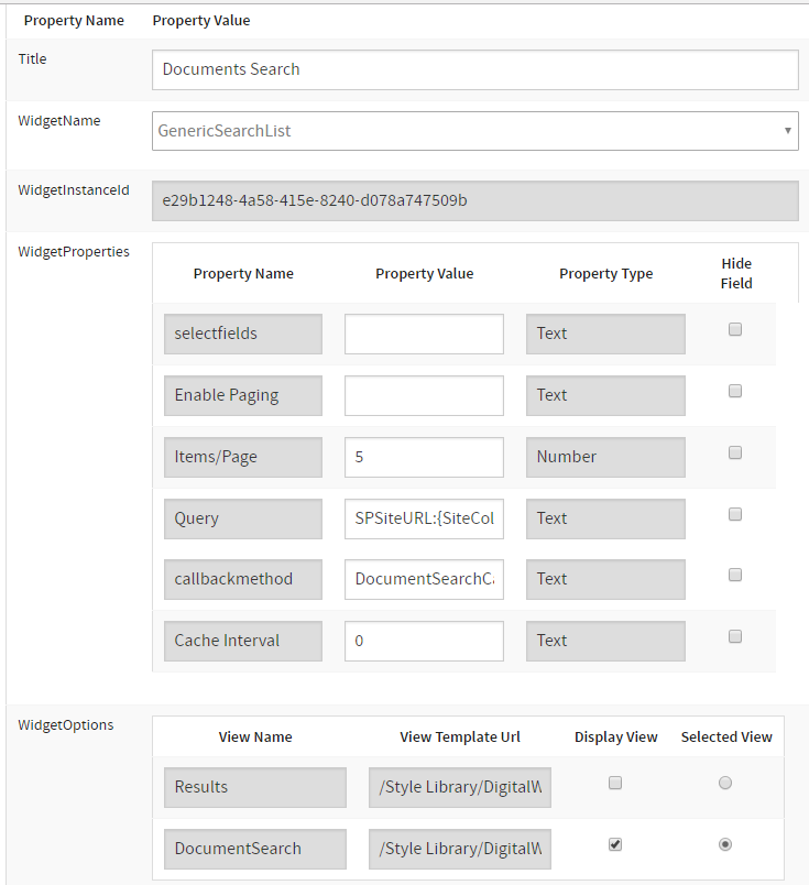 GenericSearchList instance