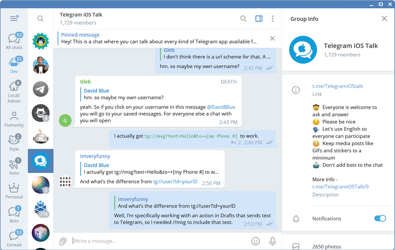 Telegram Desktop in Windows 11