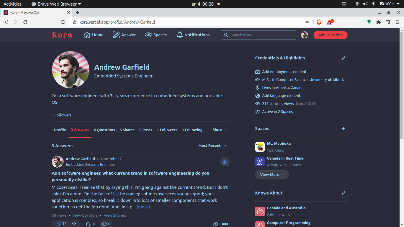 Profile Page