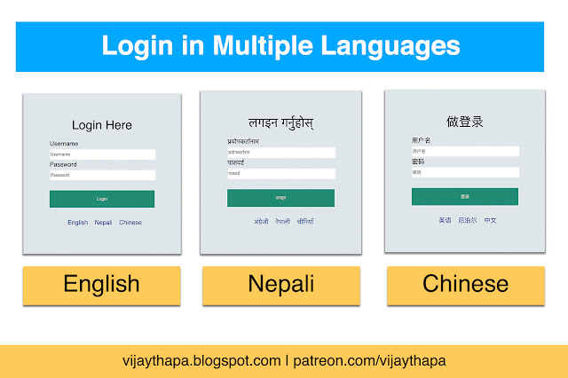 Login Page in Multiple Languages