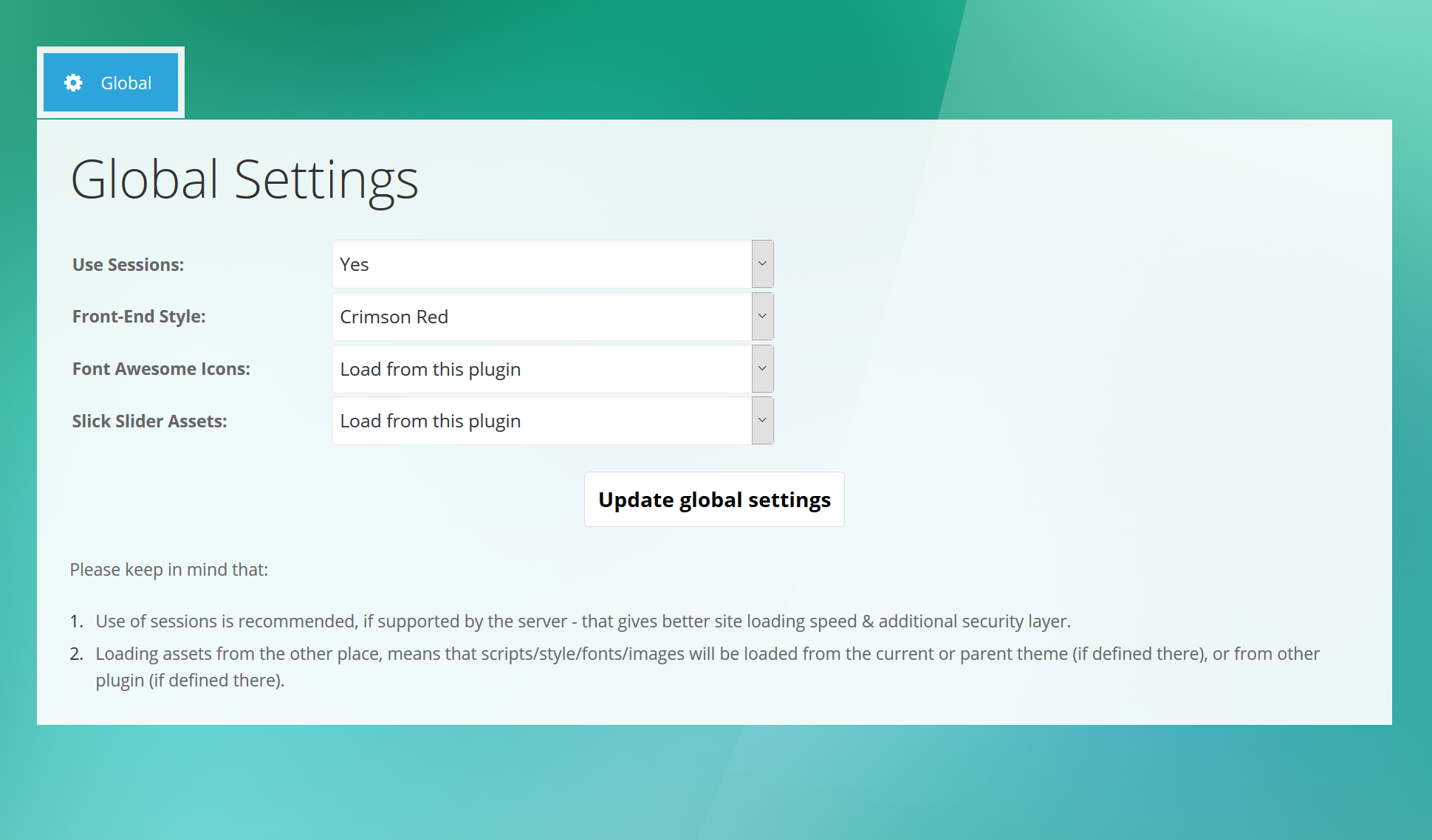 4. Benefits - Admin Global Settings