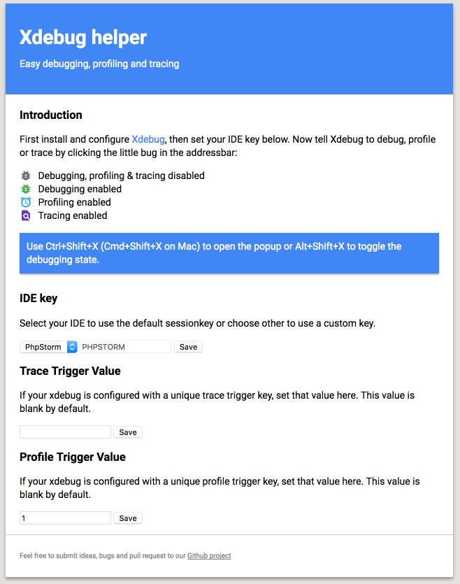 Xdebug Helper PHPStorm
