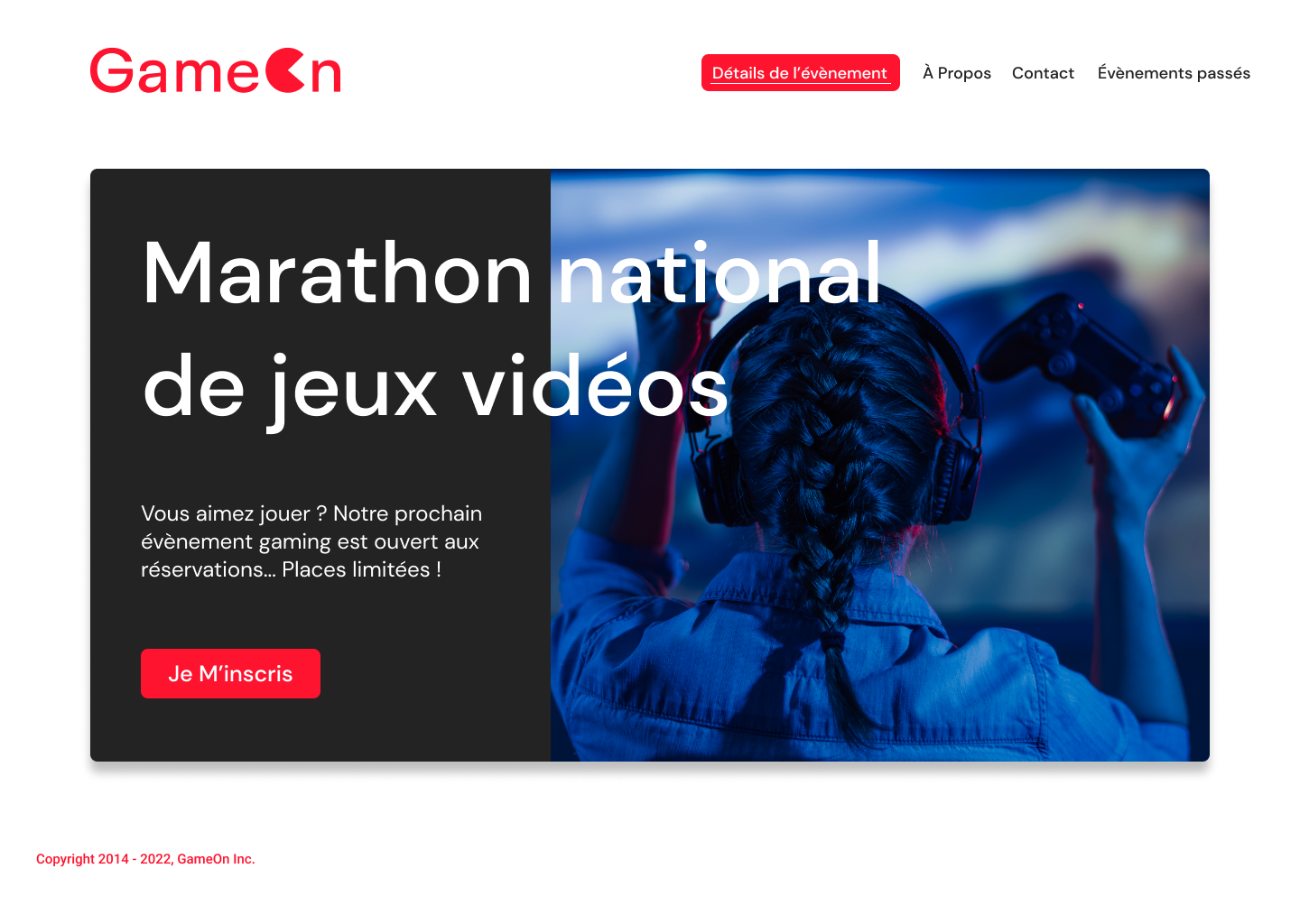 Maquette du site GameOn