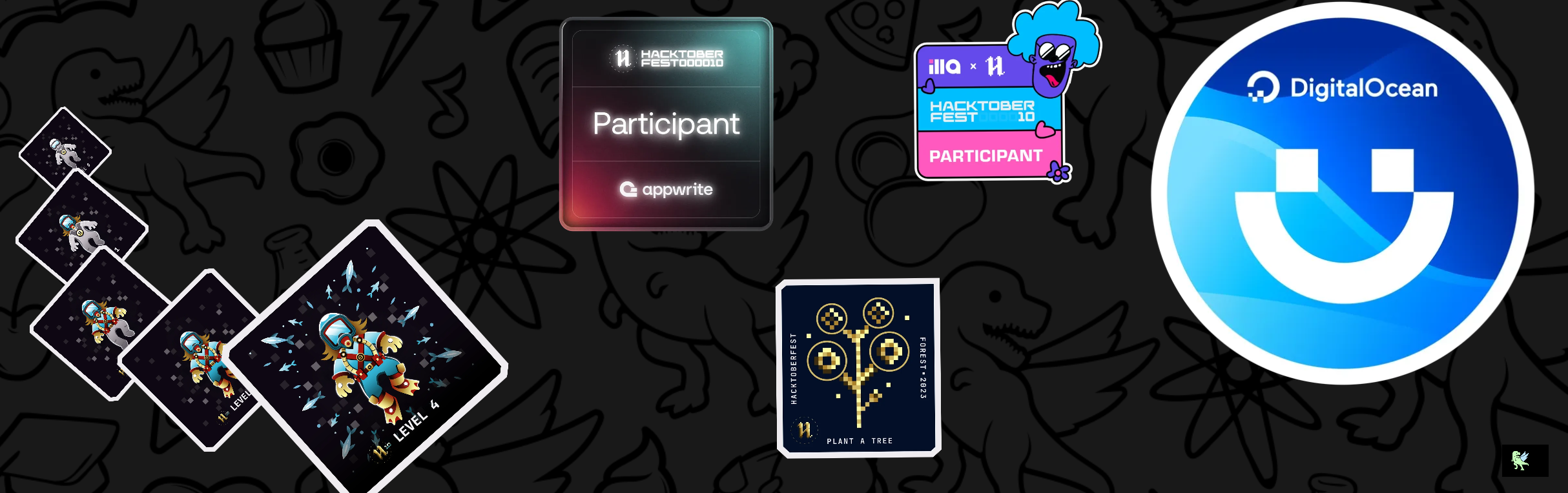 An image of @mokshadill's Holopin badges, which is a link to view their full Holopin profile