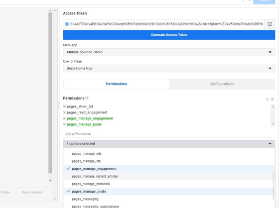 Generate Facebook Access Token