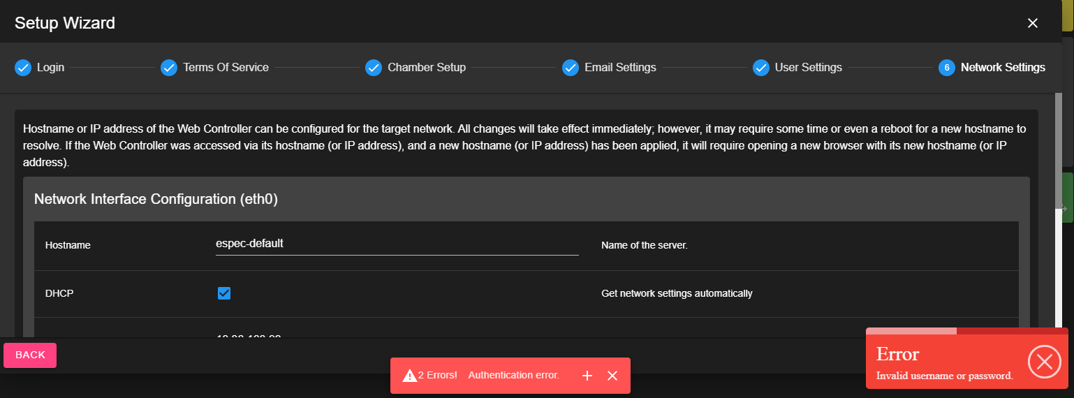 Error message for skipping admin password