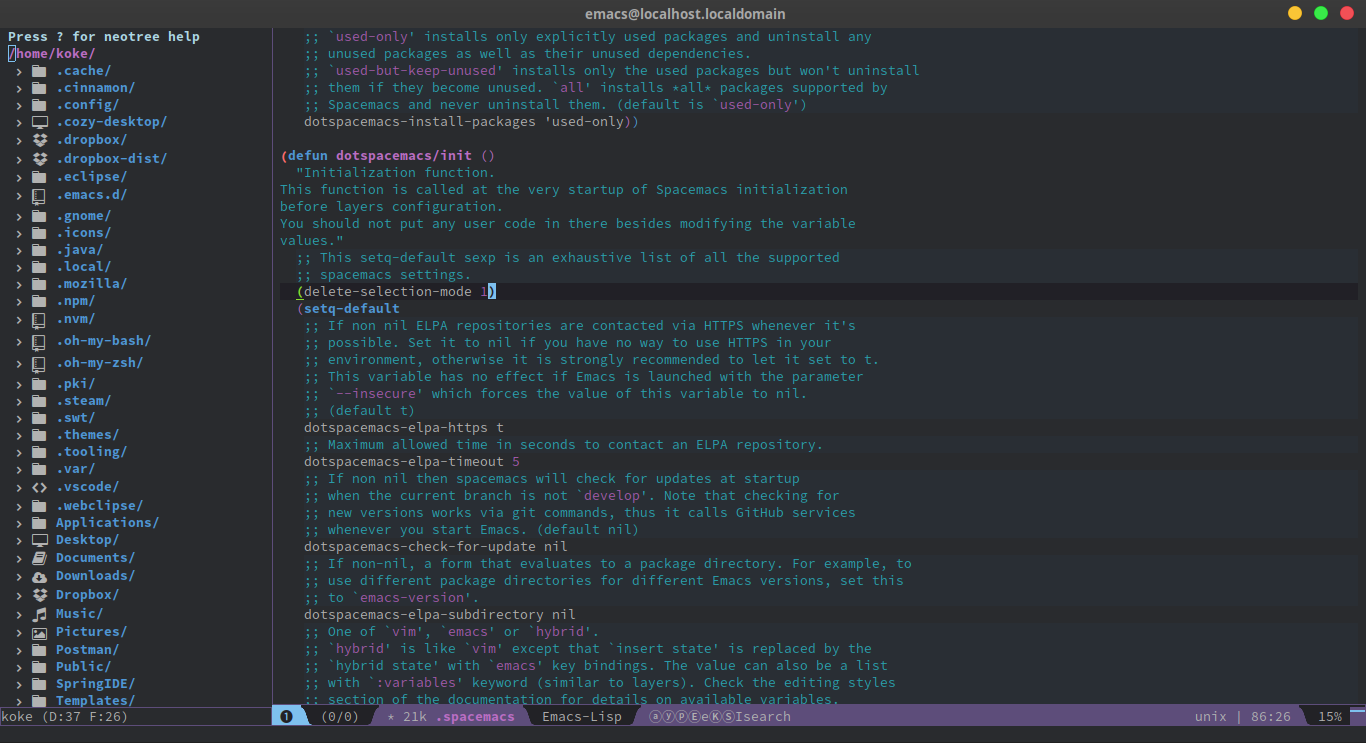 spacemacs screenshot