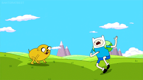 Adventure time Jake and Fin high fiving